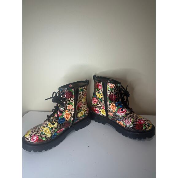 Betsey Johnson Girl's John Mixed Print Ankle Boots Sz 5 EXCELLENT! - Picture 3 of 8